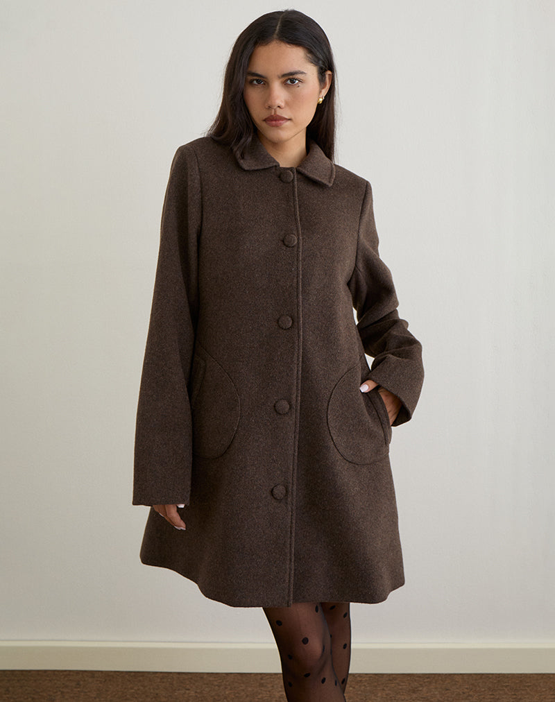 Chaquetón Rakai de lana chocolate