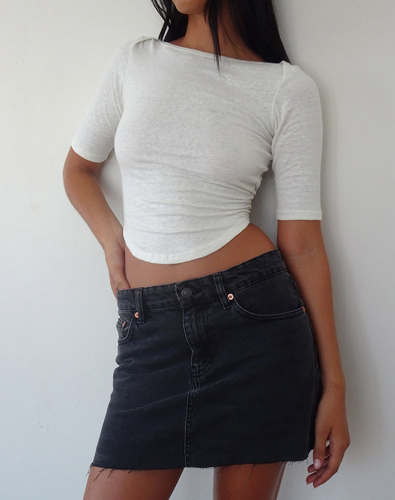Imagen de Ralda Curved Hem Top en Algodón Cáñamo Blanco