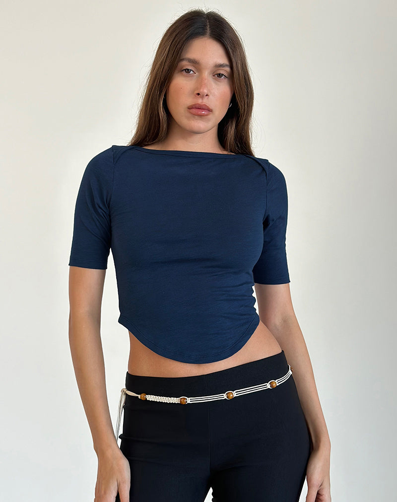 Imagen de Ralda Curved Jersey Tee in Navy