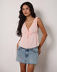 Imagen de Ralia Tie Front Top in Peplum Light Pink
