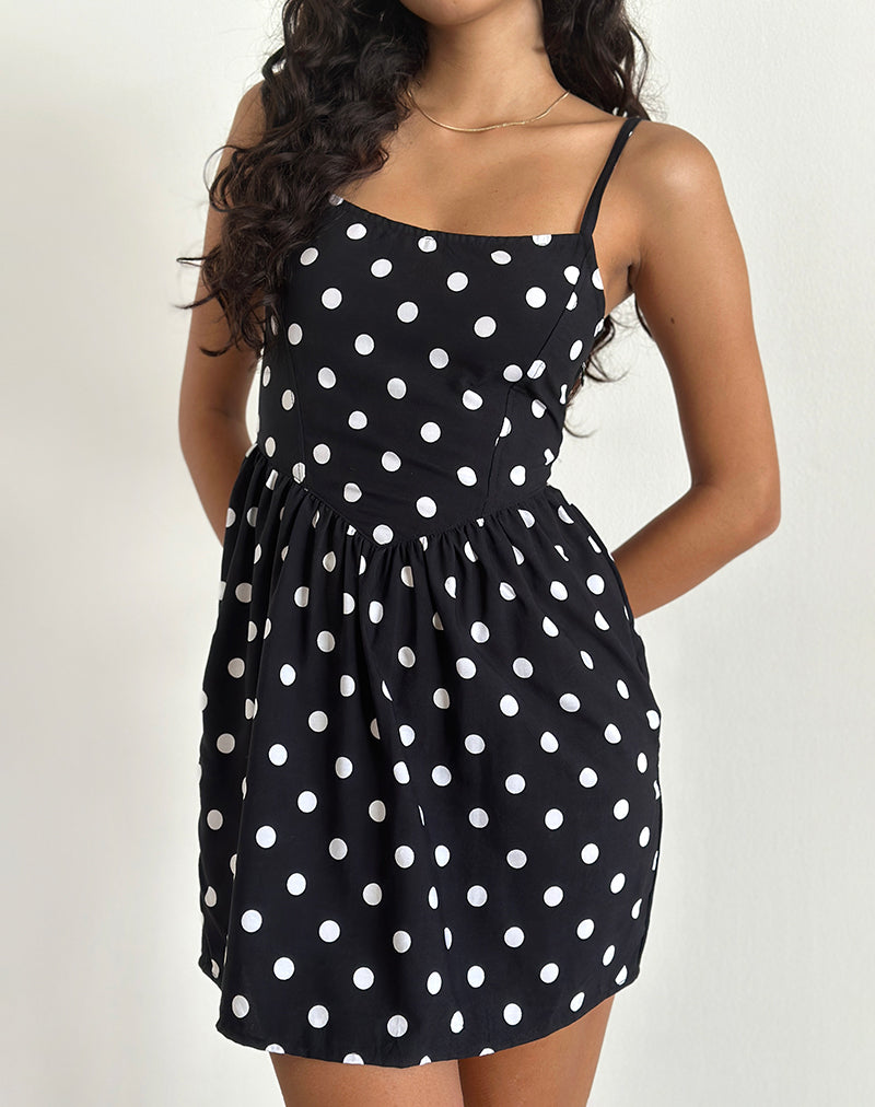 Imagen de Ramana Mini Dress in 80s Polka Negro