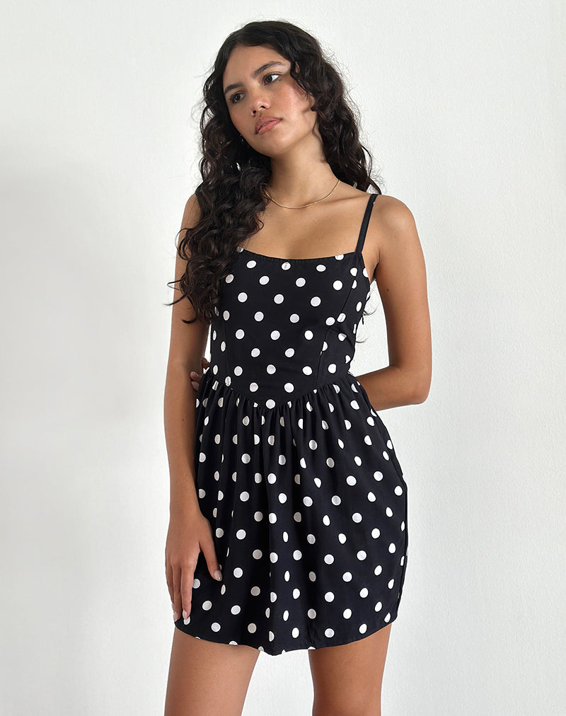 Ramana Mini Dress in 80s Polka Negro