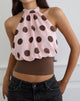 Imagen de Rania Top de gasa rosa con atrevido estampado de lunares