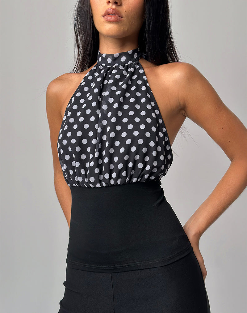 Top sin espalda Rania en Basic Polka Negro