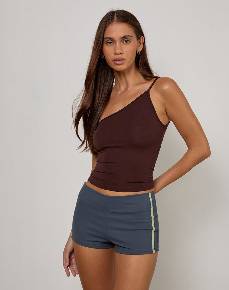Pantalón corto Rapal en azul marino con ribete salvia