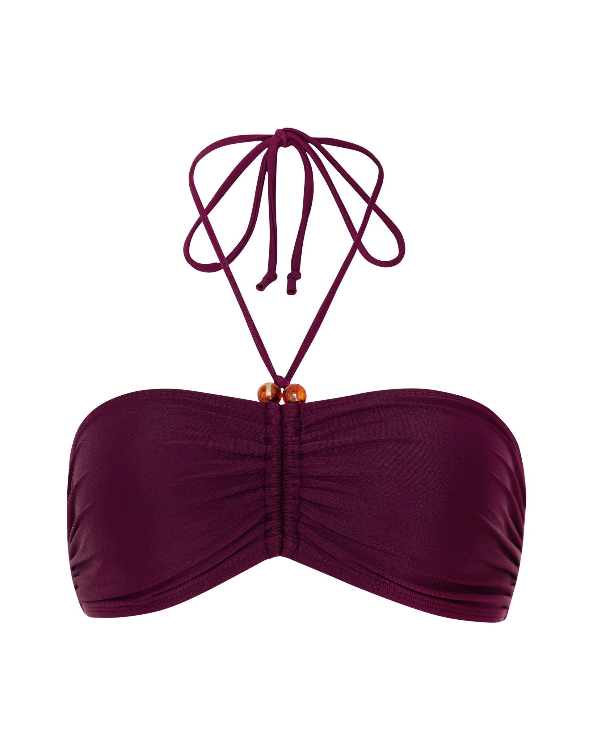 Imágenes del sujetador de bikini Raqui Beaded en burdeos