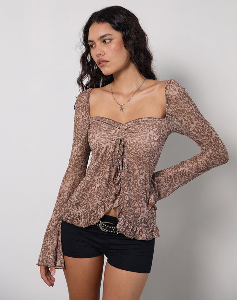 Ratu Top de Malla Vintage Paisley Rosa