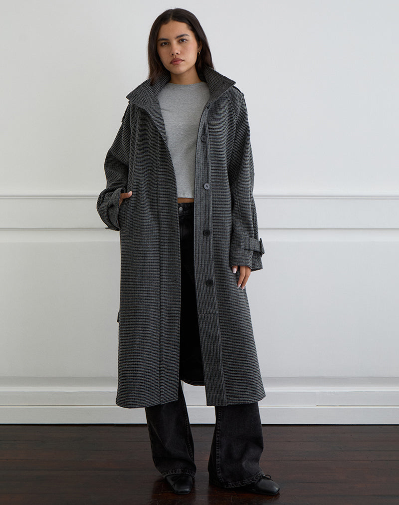 Imagen de Ravari Belted Trench Coat in Charcoal Check