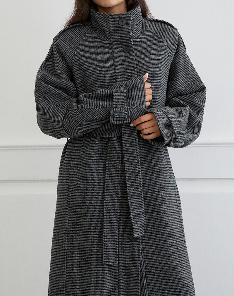 Imagen de Ravari Belted Trench Coat in Charcoal Check