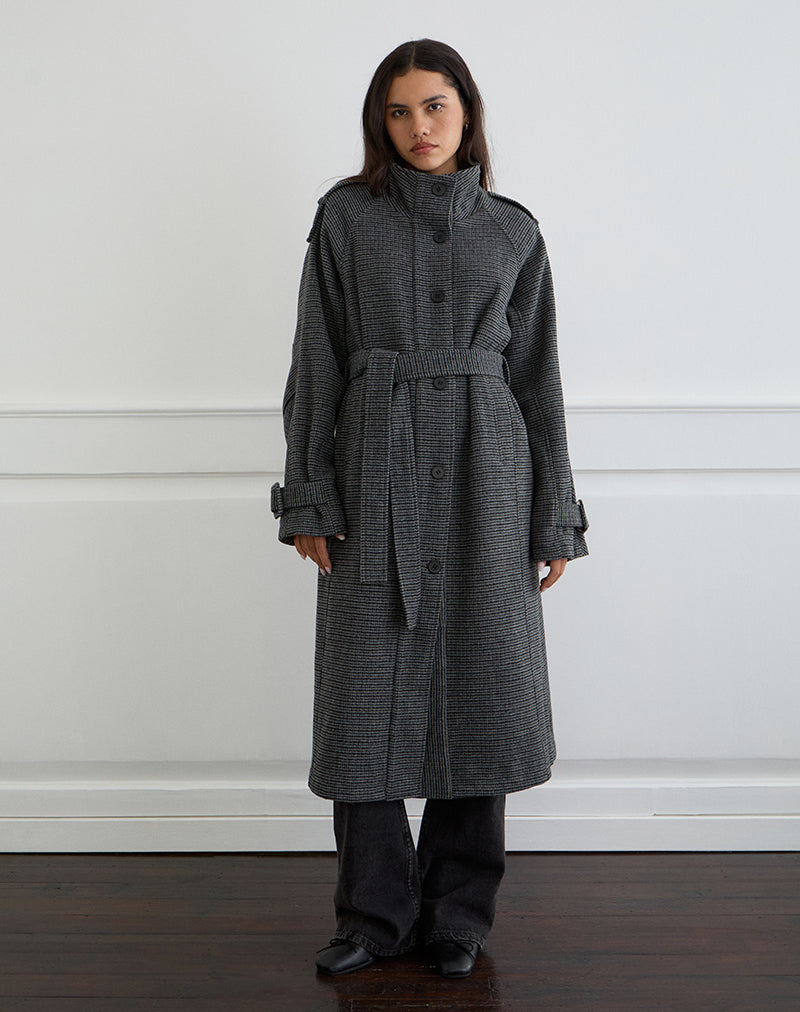 Imagen de Ravari Belted Trench Coat in Charcoal Check