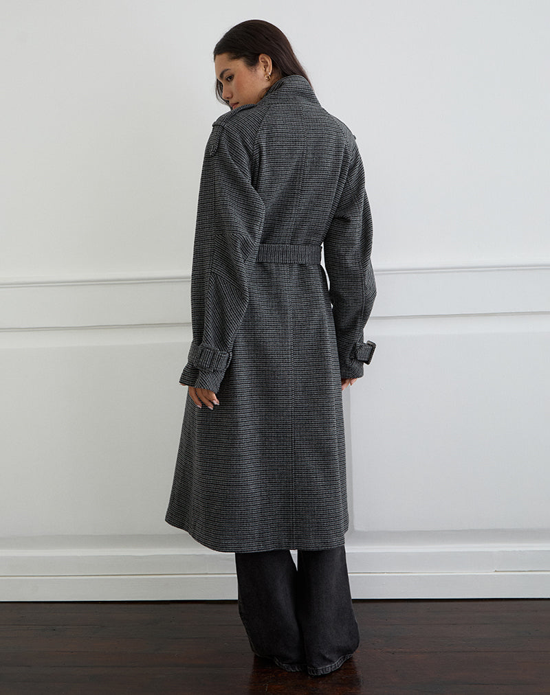 Imagen de Ravari Belted Trench Coat in Charcoal Check