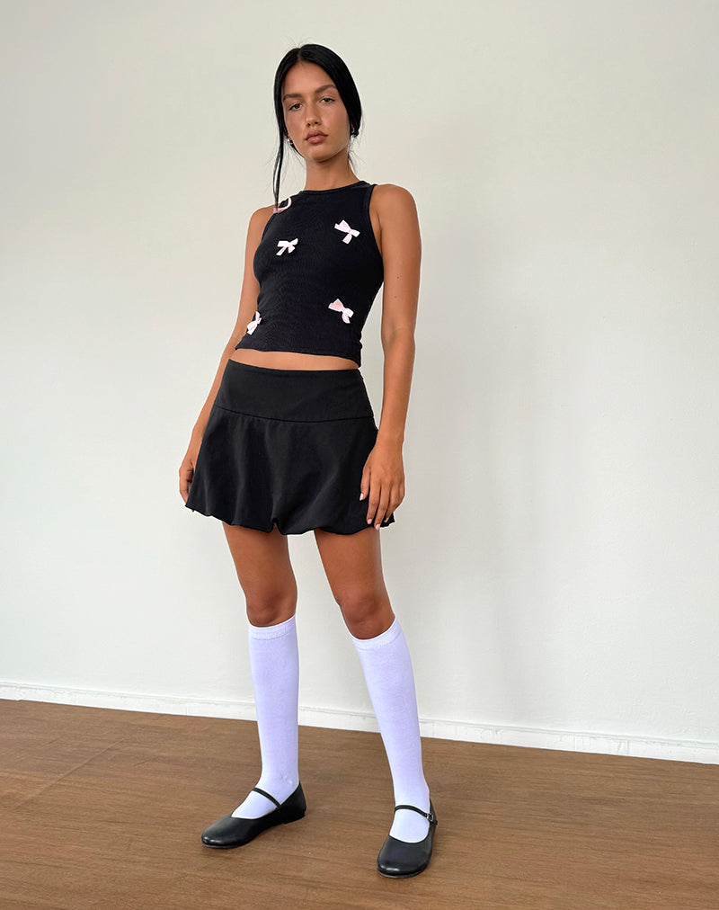 Imagen de Rave Vest Top en negro con lazos rosas
