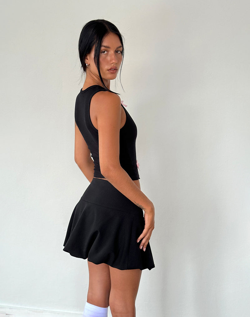 Imagen de Rave Vest Top en negro con lazos rosas