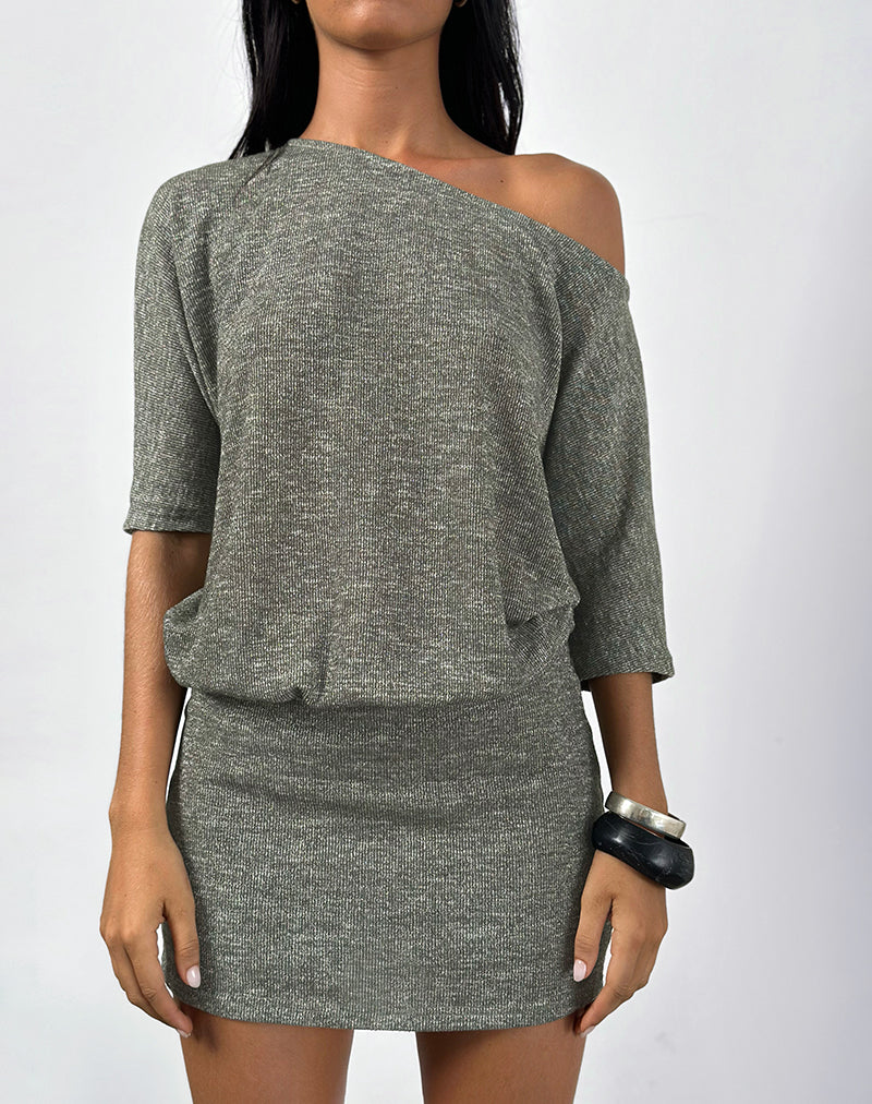 Imágenes de Reeta Mini Dress in Glitter Knit Khaki