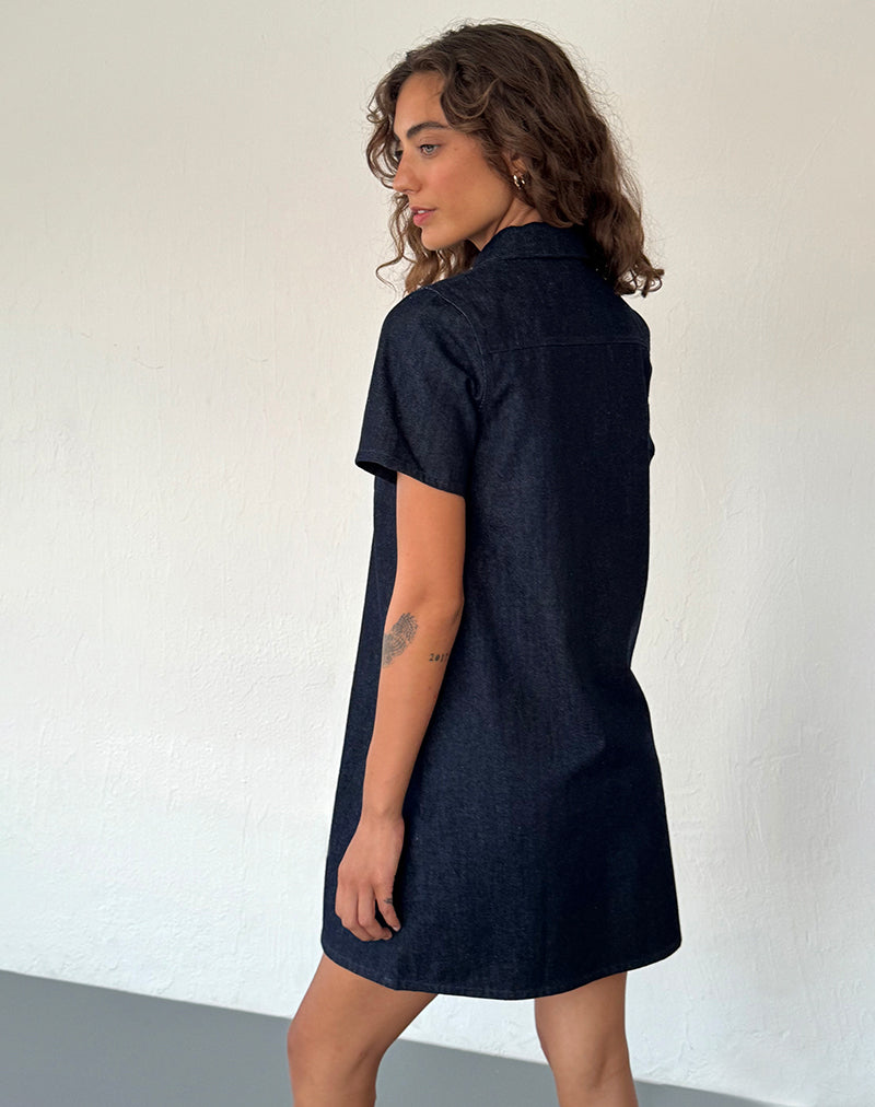 Imagen de Reiga Smock Mini Dress in Denim Indigo