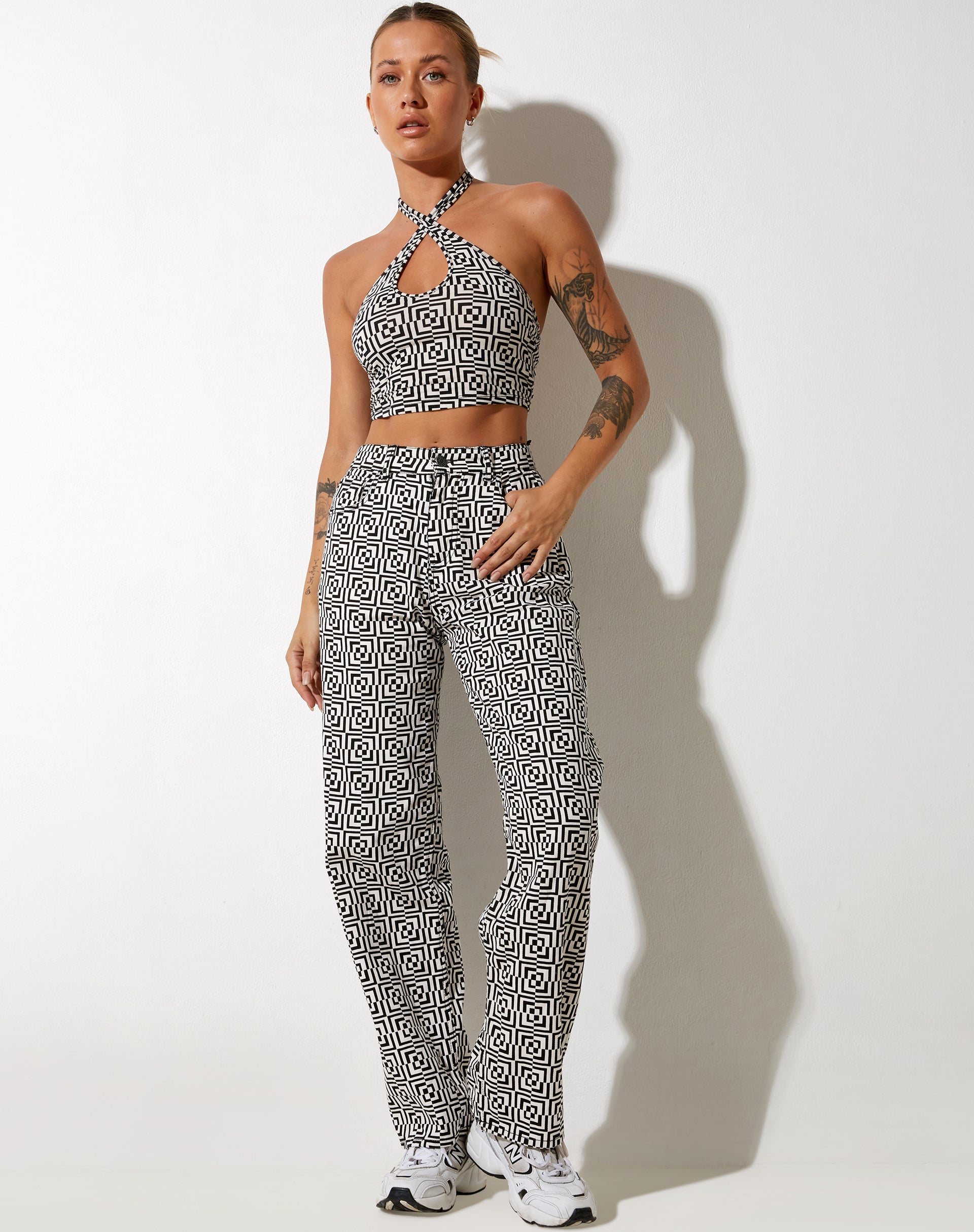 Imagen de Reis Crop Top en Optic Square Blanco y Negro
