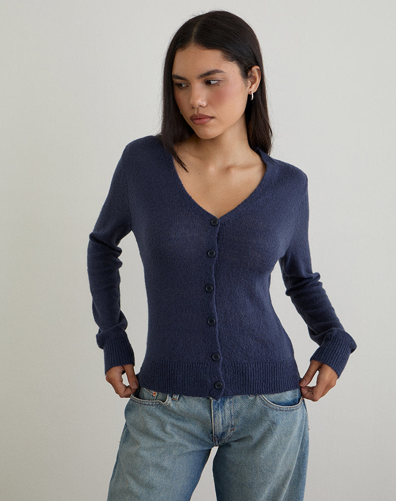 Imagen de Renisa Cardigan in Sheer Knit Navy