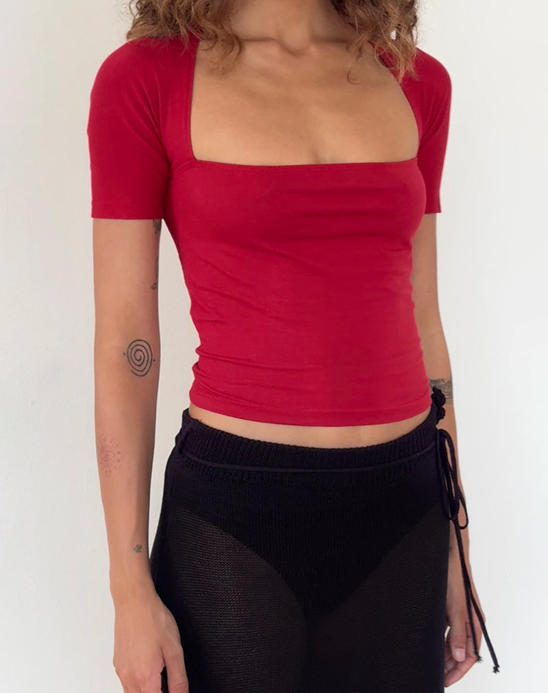 Imagen de Requa Camiseta de manga corta y cuello cuadrado en rojo Adrenaline