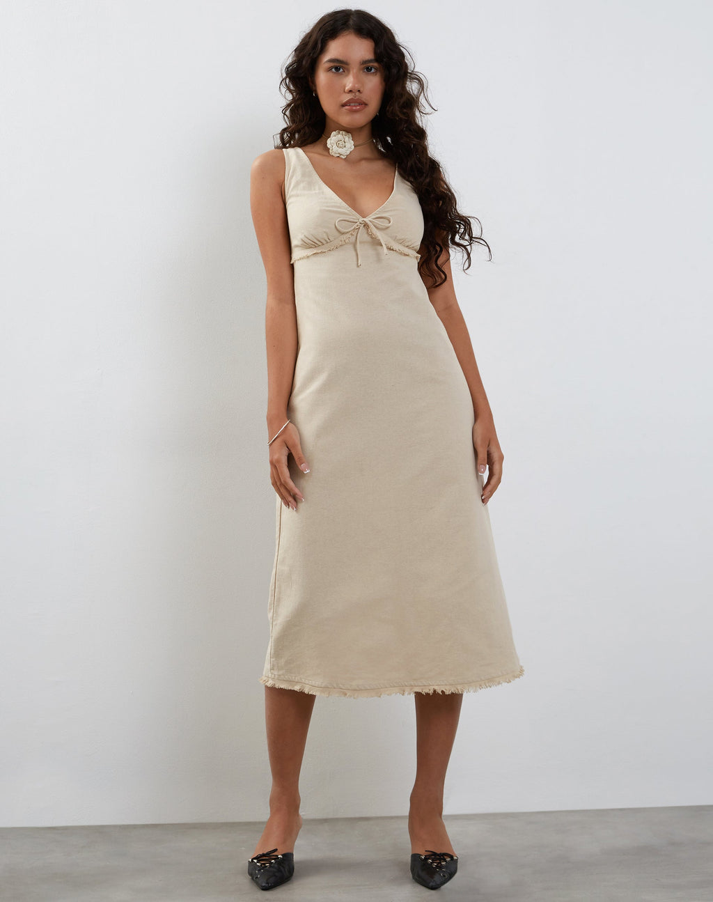 Vestido Antari Midi en Lino Crudo