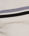 Blanco con rayas grises y negras