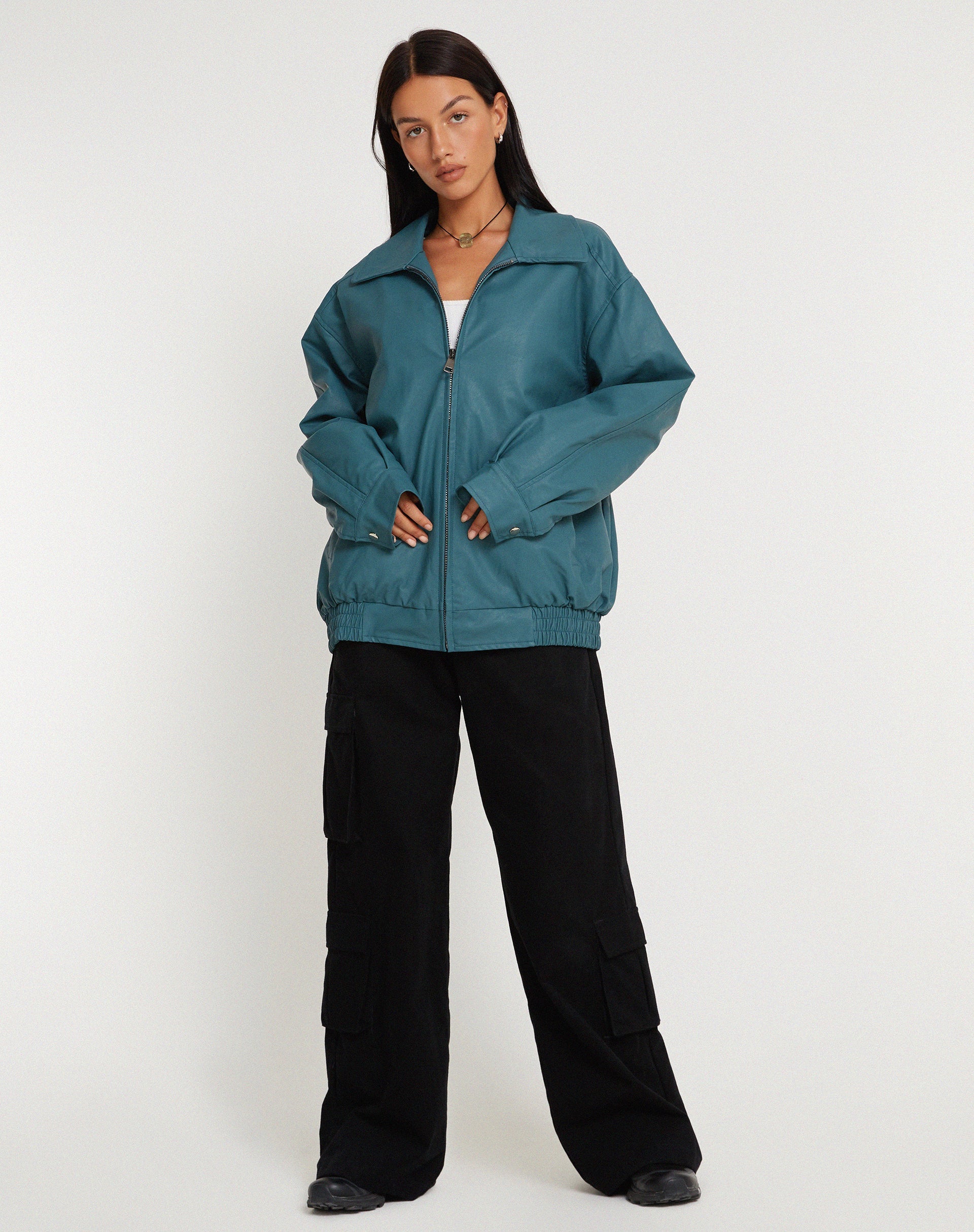 Imagen de MOTEL X JACQUIE Chaqueta Cavita en PU Gris Azul