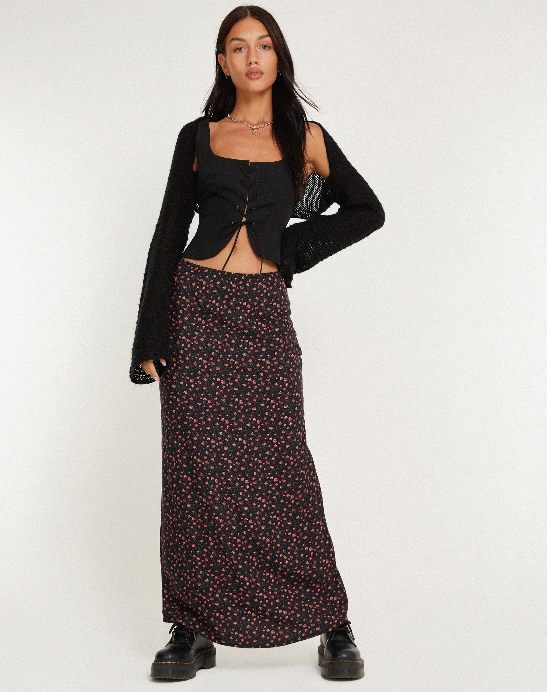 imagen de Easton Maxi Skirt en Rosa Oscuro Rosa Negro