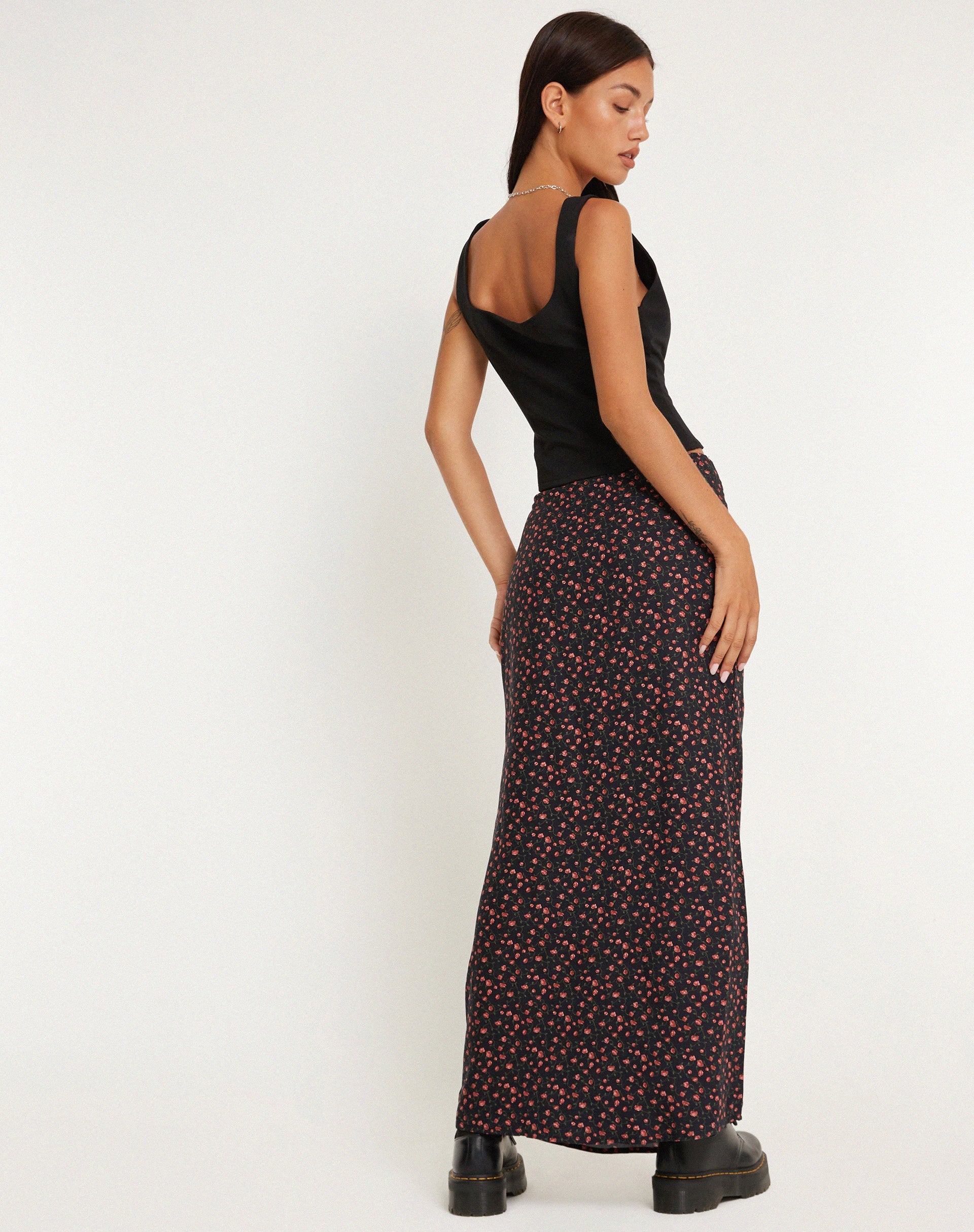 imagen de Easton Maxi Skirt en Rosa Oscuro Rosa Negro