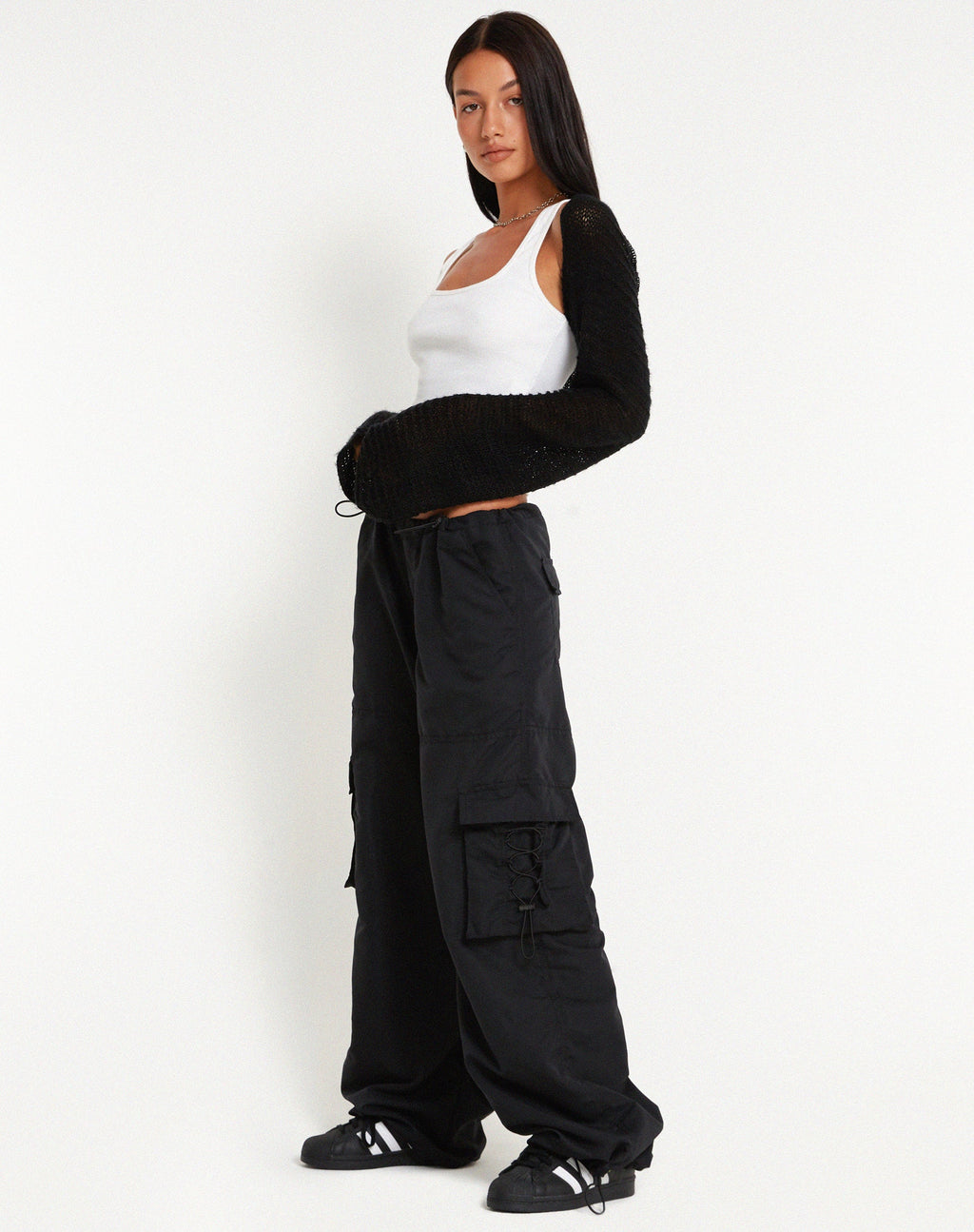 Pantalón cargo de pata ancha Fabio en negro