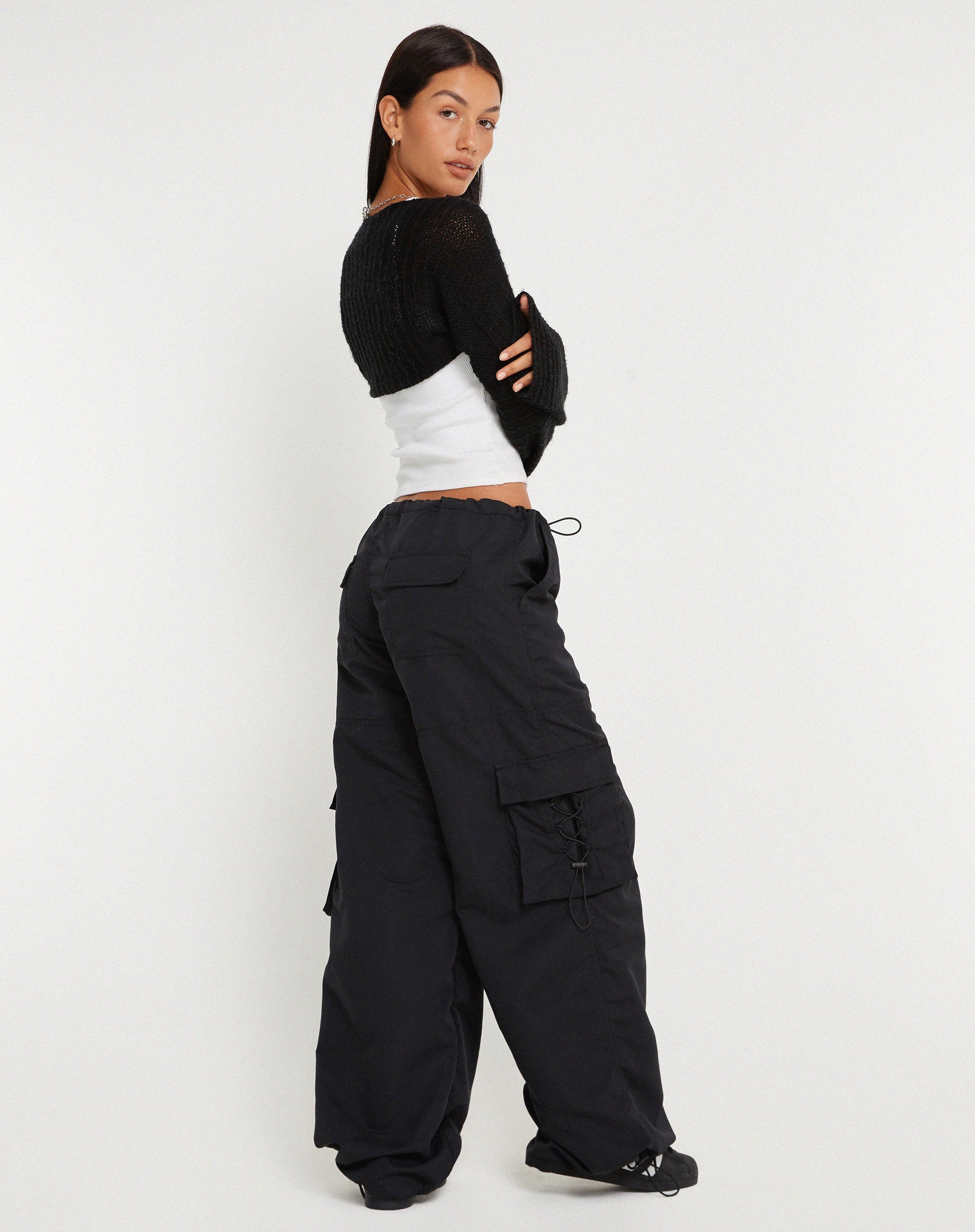 imagen de Fabio Wide Leg Cargo Trousers en Negro