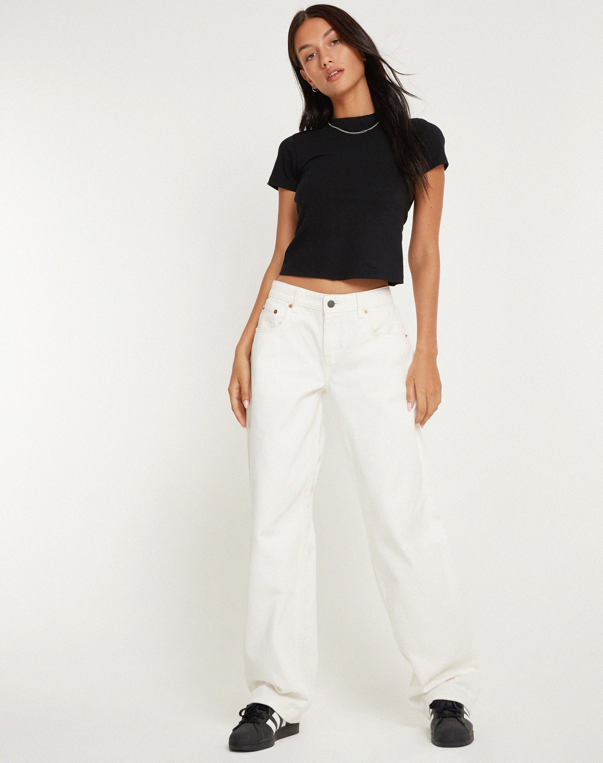 imagen de MOTEL X BARBARA Low Rise Parallel Jeans en True White