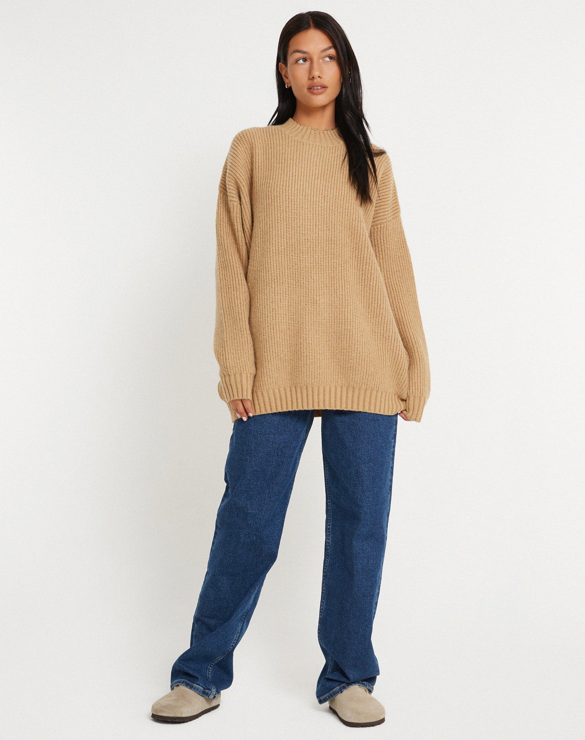 Imagen del jersey Mody de canalé color canela