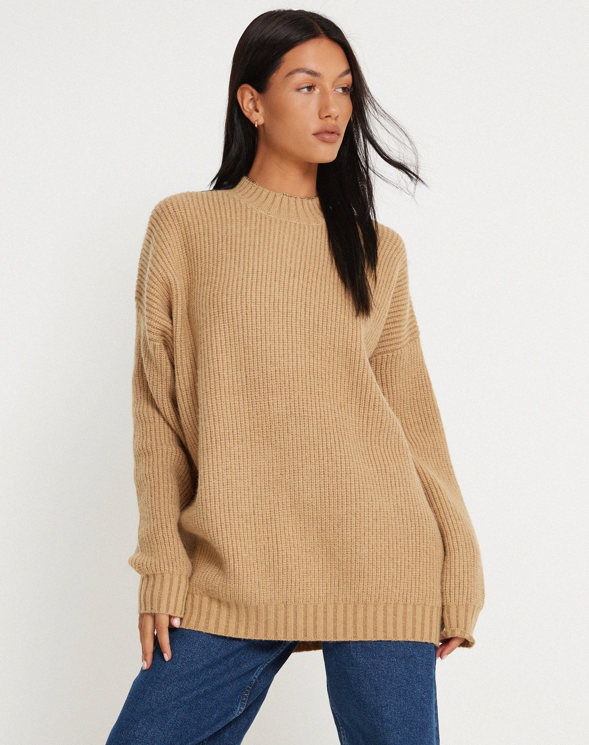 Imagen del jersey Mody de canalé color canela