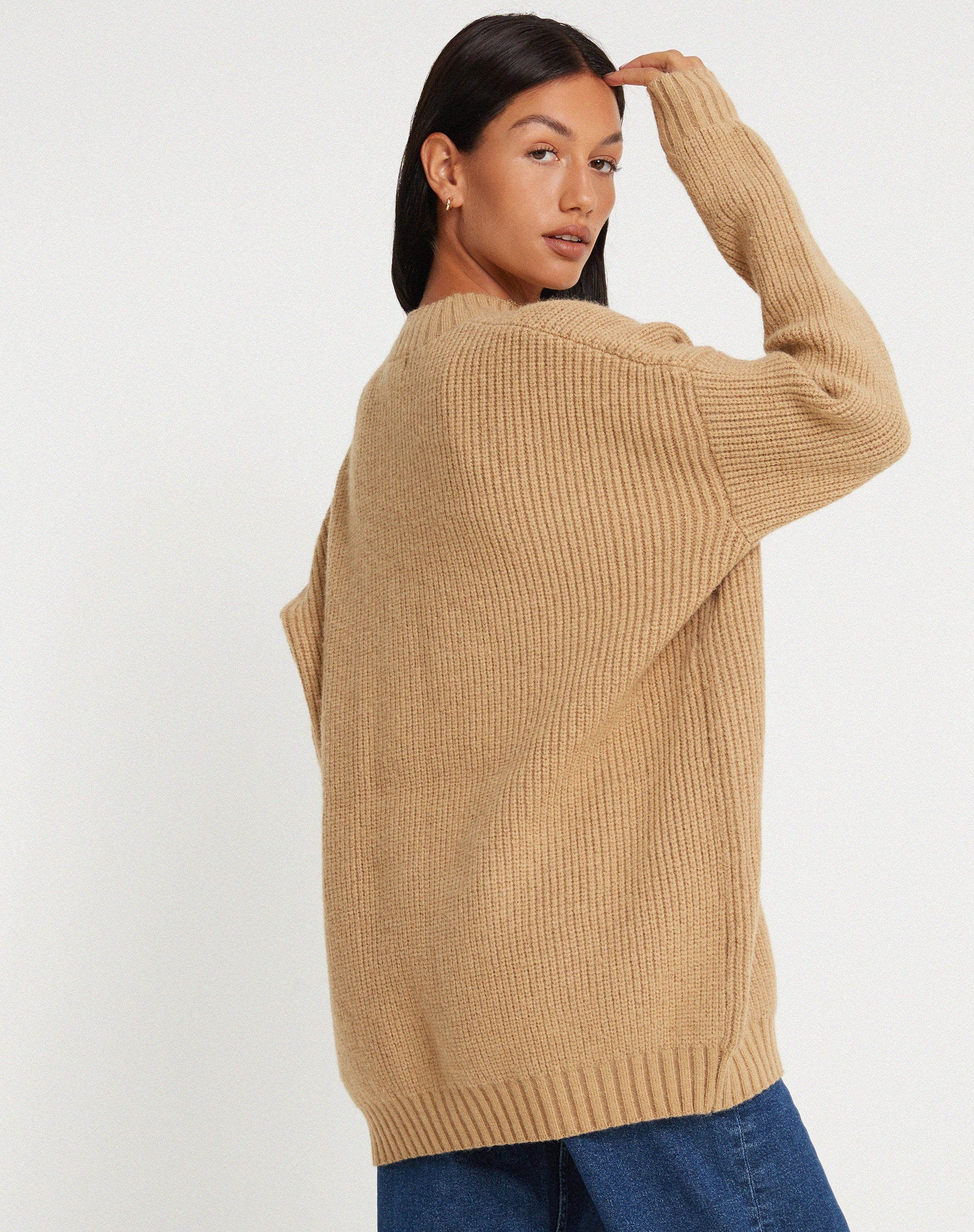 Imagen del jersey Mody de canalé color canela