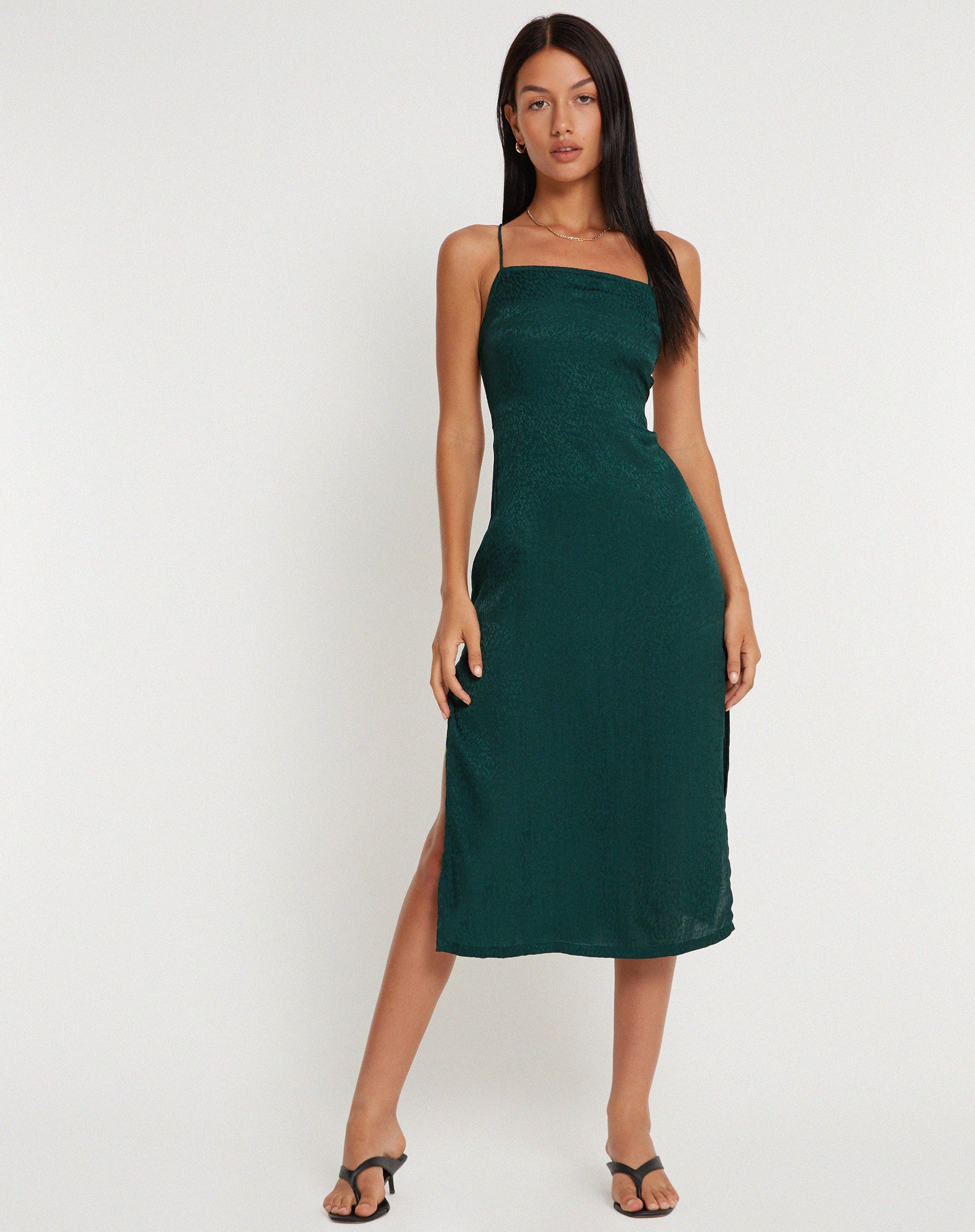 imagen de Nosita Midi Dress in Satin Cheetah Forest Green