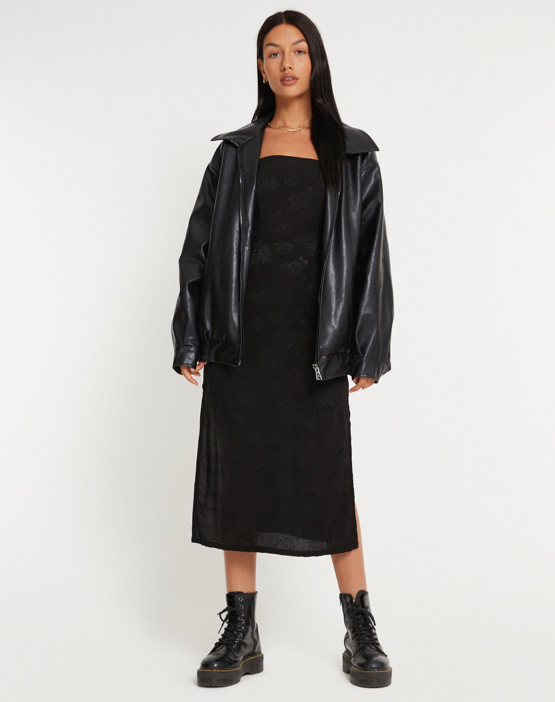 imagen de Nosita Midi Dress is Satin Rose Black