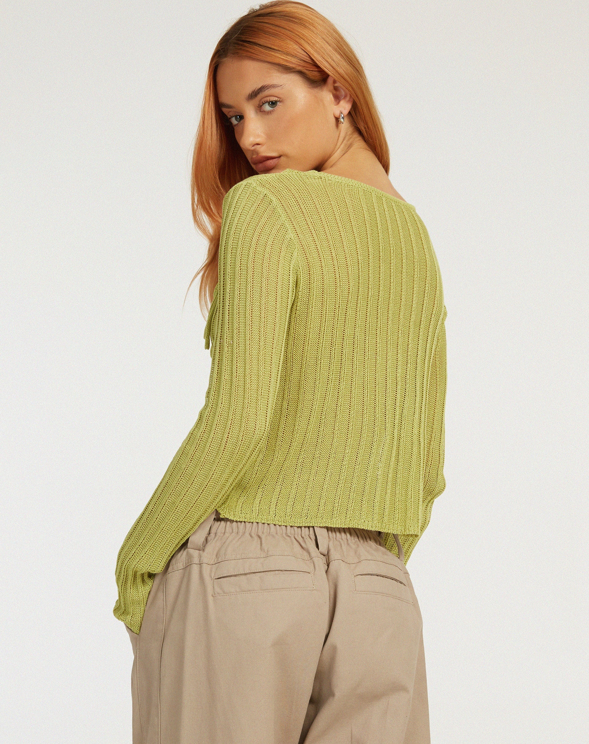 imagen de Potina Long Sleeve Cardi in Lime