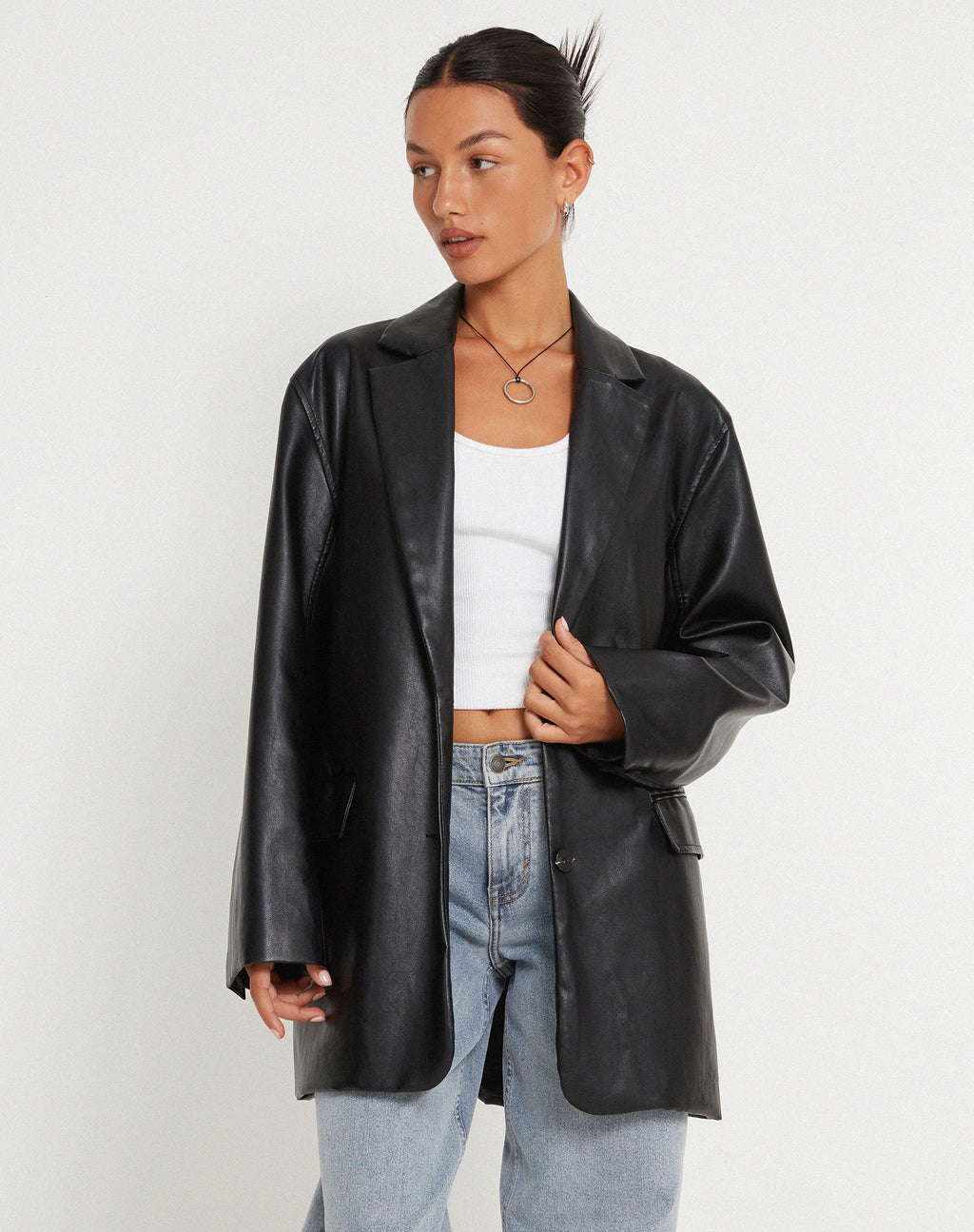 Blazer Saken en Pu Negro