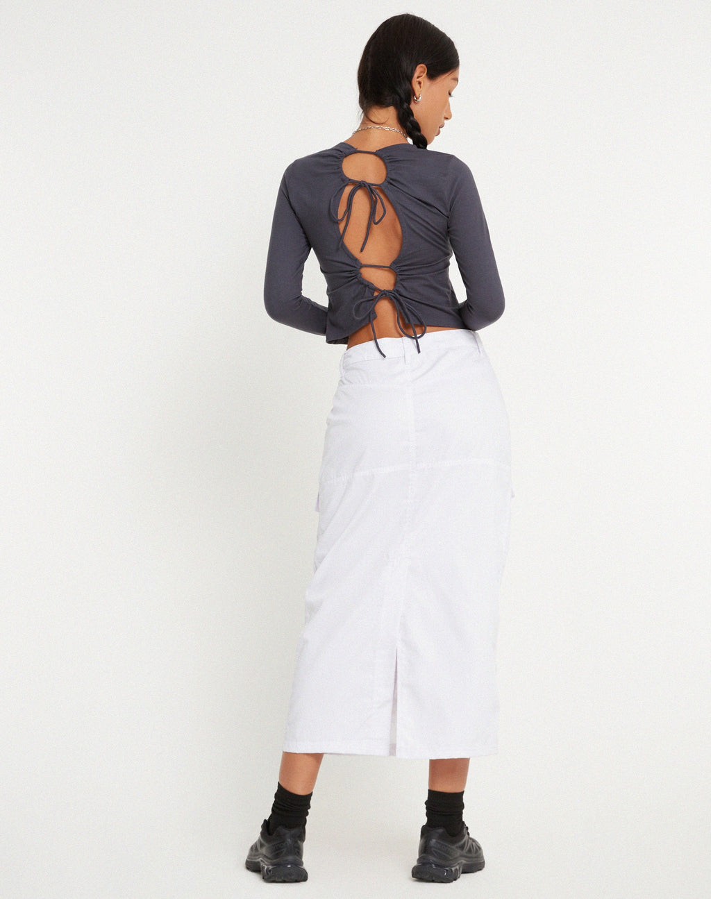 Widya Falda Cargo Midi Blanca