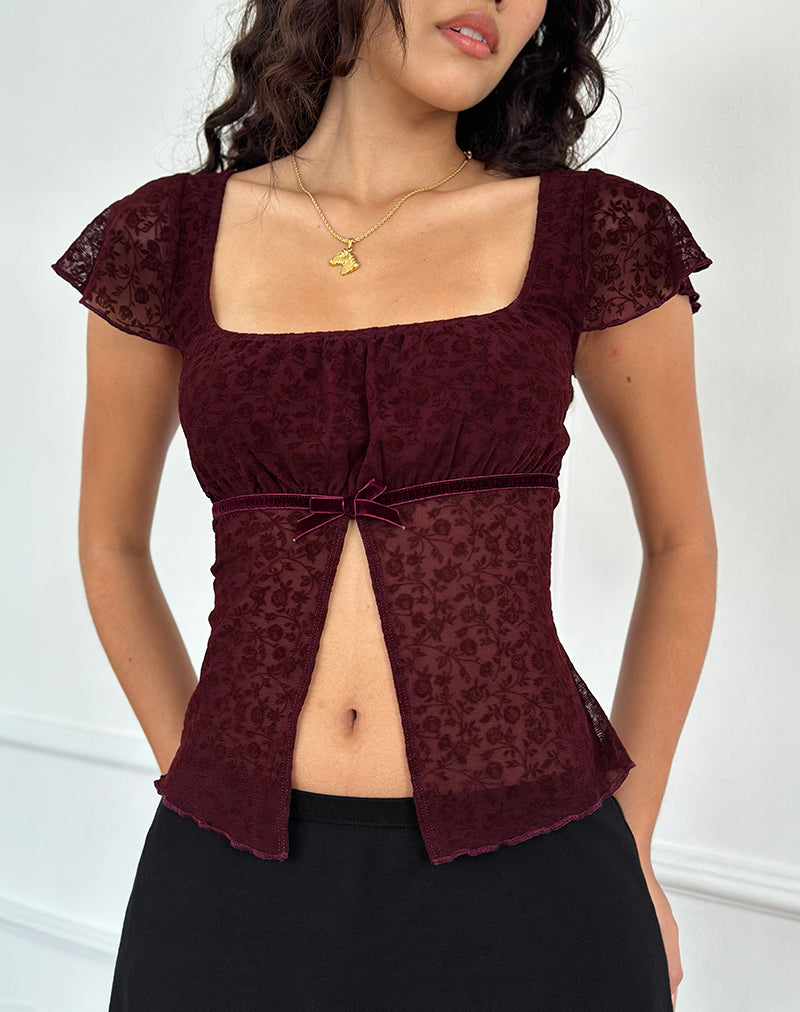 Imagen de Retina Top en Ditsy Flock Burnt Maroon