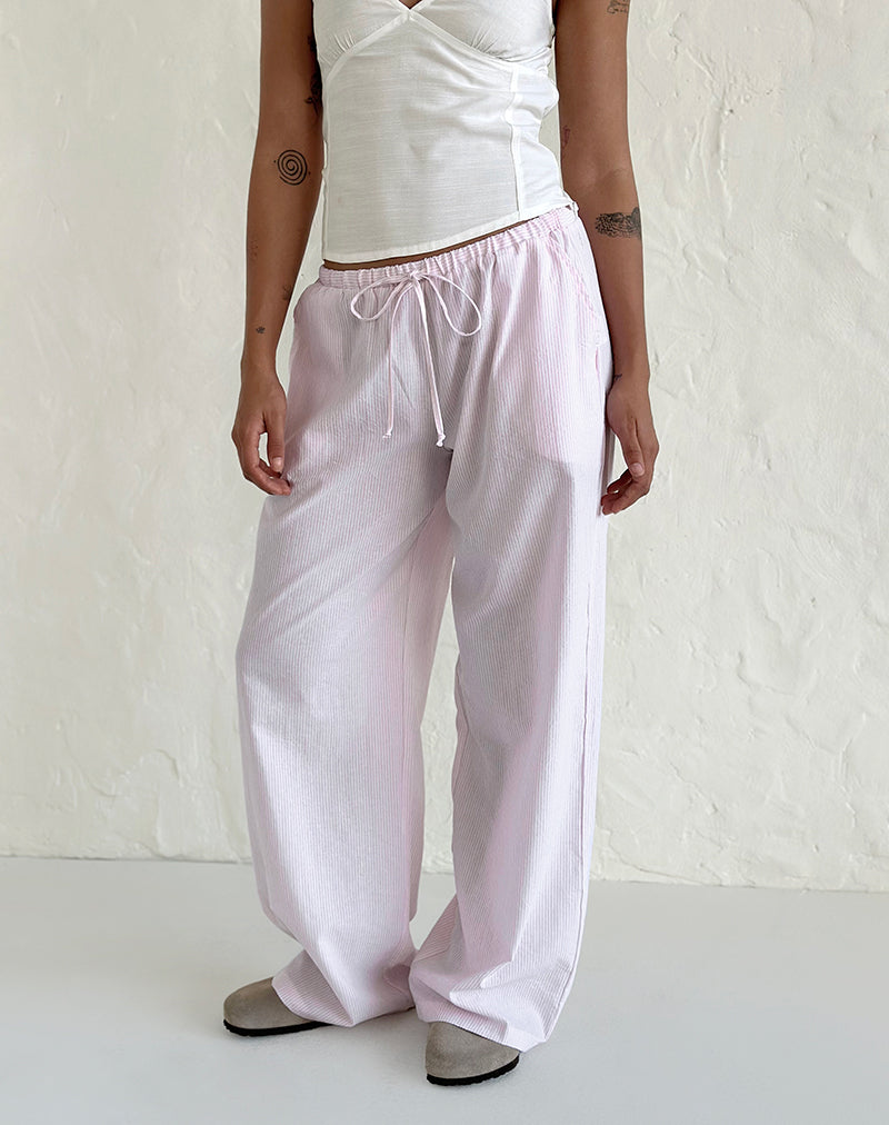 Pantalón Samir de algodón a rayas rosa