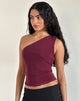 Imagen de Rhian Top de un hombro en malla Granate