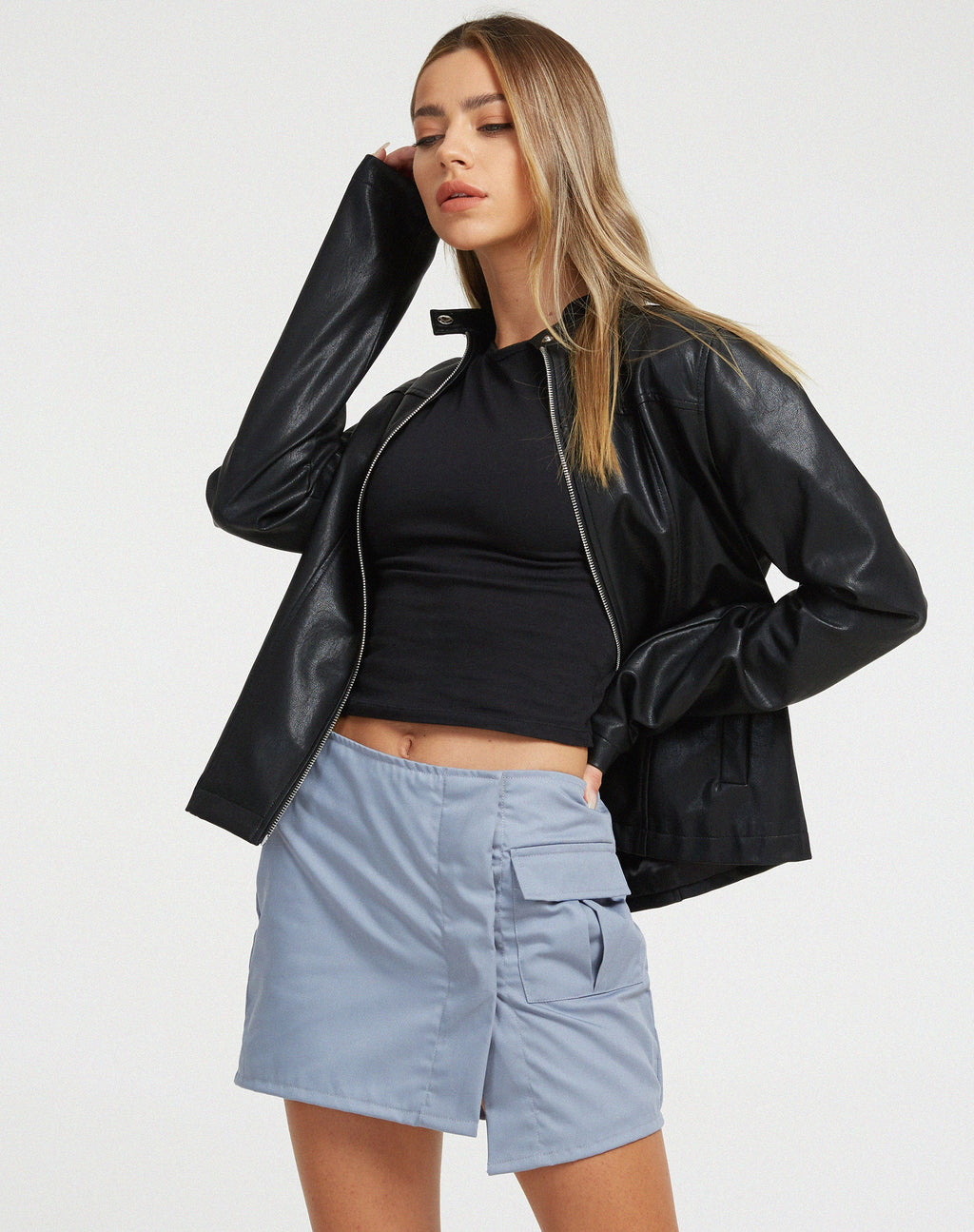 Mini falda cargo Rhory en gris claro