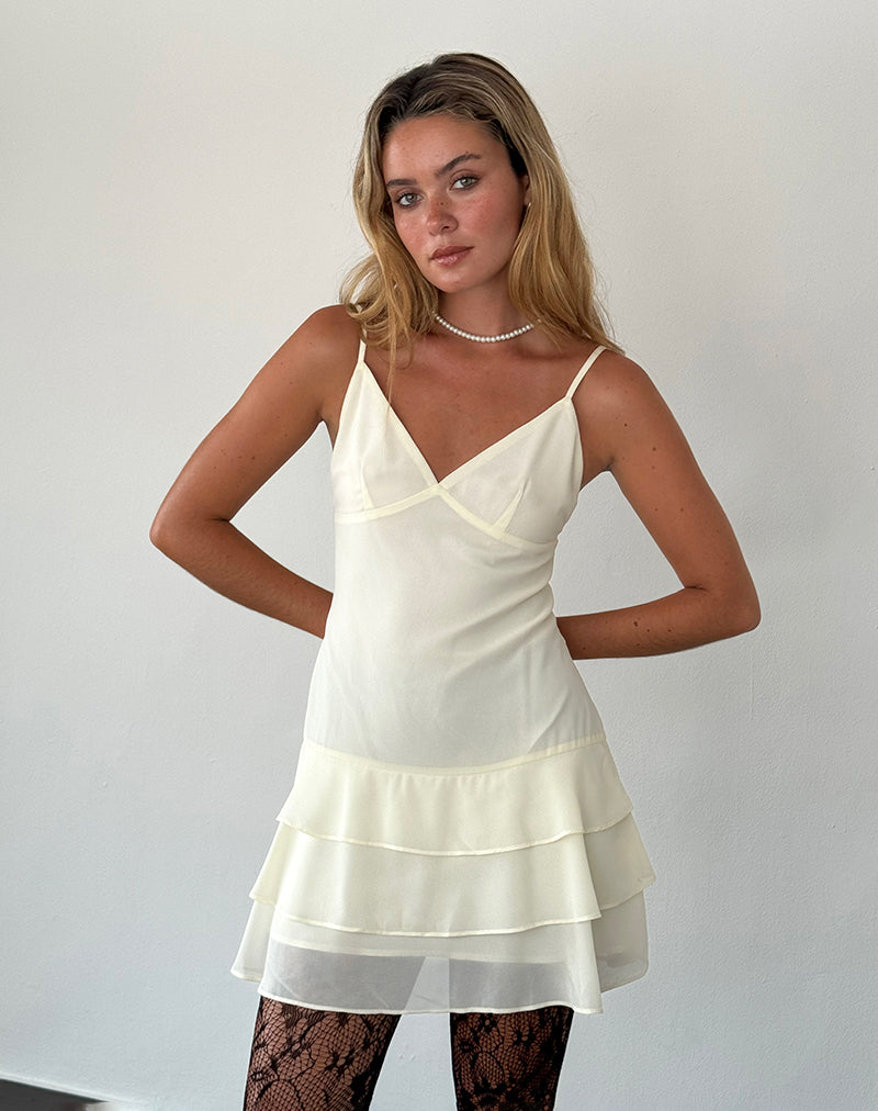Imagen del minivestido Riasi de gasa marfil