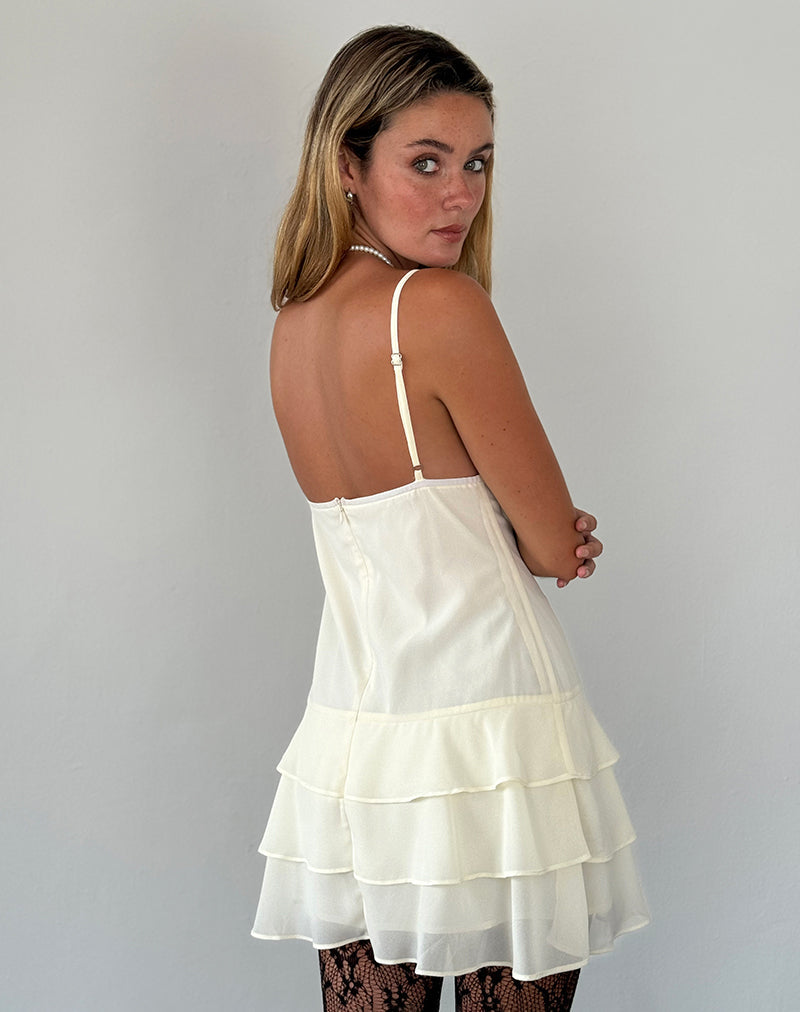 Imagen del minivestido Riasi de gasa marfil