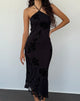 Imagen de Ribka Vestido Midi Cuello Haltern en Orchids Flock Negro