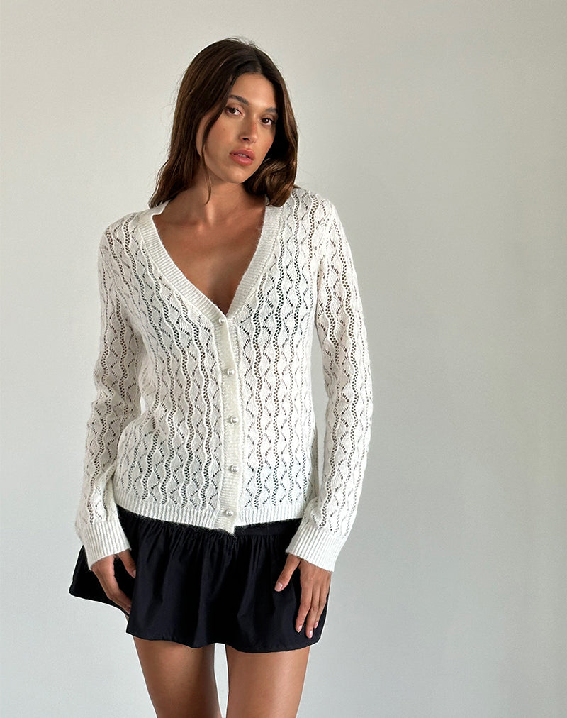 imagen de Ricani Open Knit Cardigan in Ivory