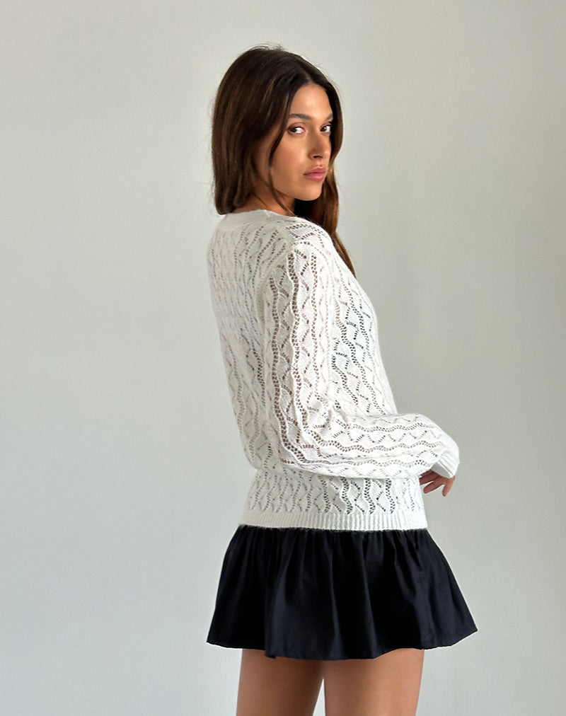 imagen de Ricani Open Knit Cardigan in Ivory