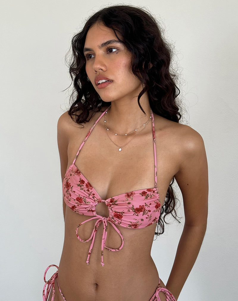 Top de bikini Ricoa en flor rosa