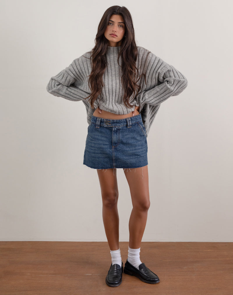 Imagen de Micro falda vaquera rígida en Heritage Blue