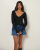 Imagen de Rinca Jersey Bardot de punto elástico Negro